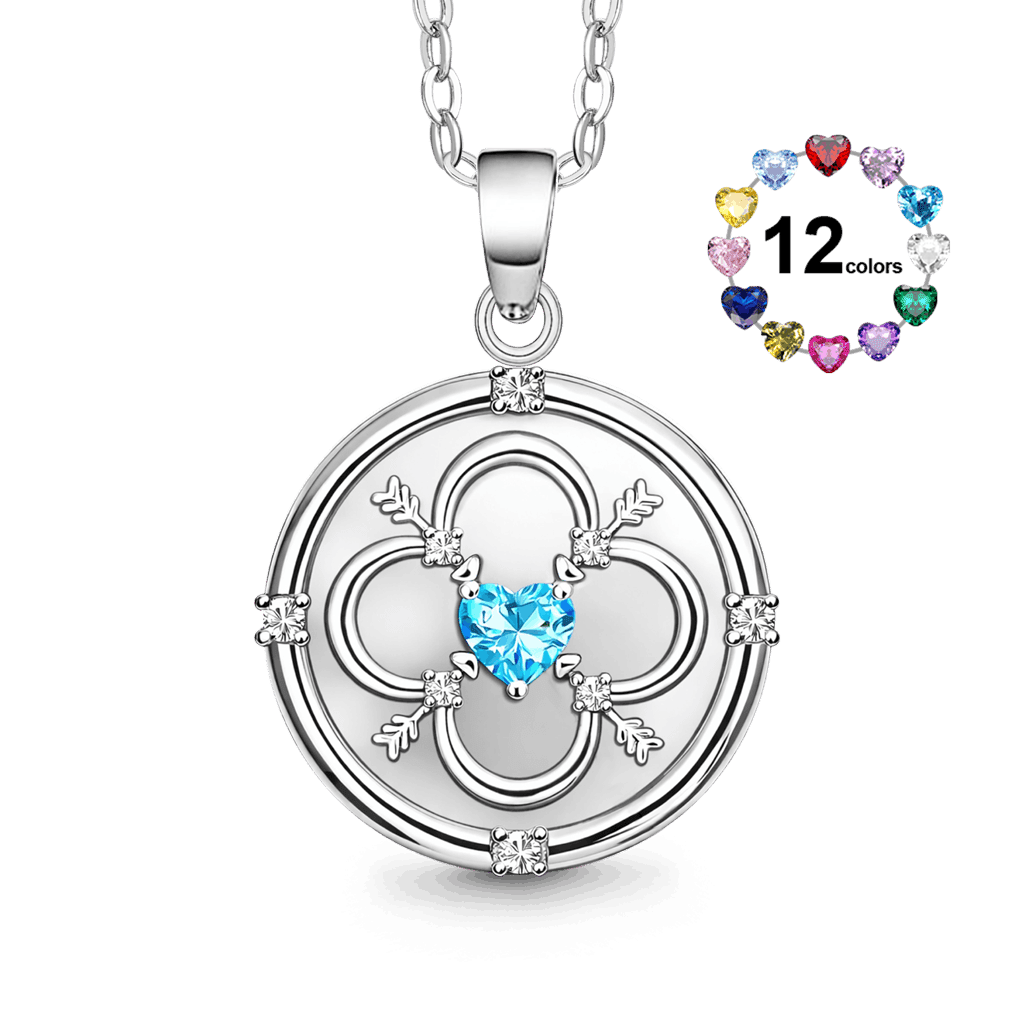 Gnoce Personalized Four-Leaf Clover Birthstone Necklace_1