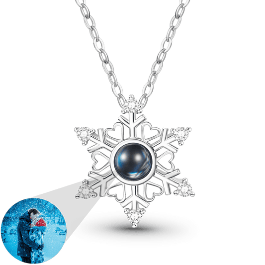 Gnoce Projection Personalized Photo Snowflake Necklace_1