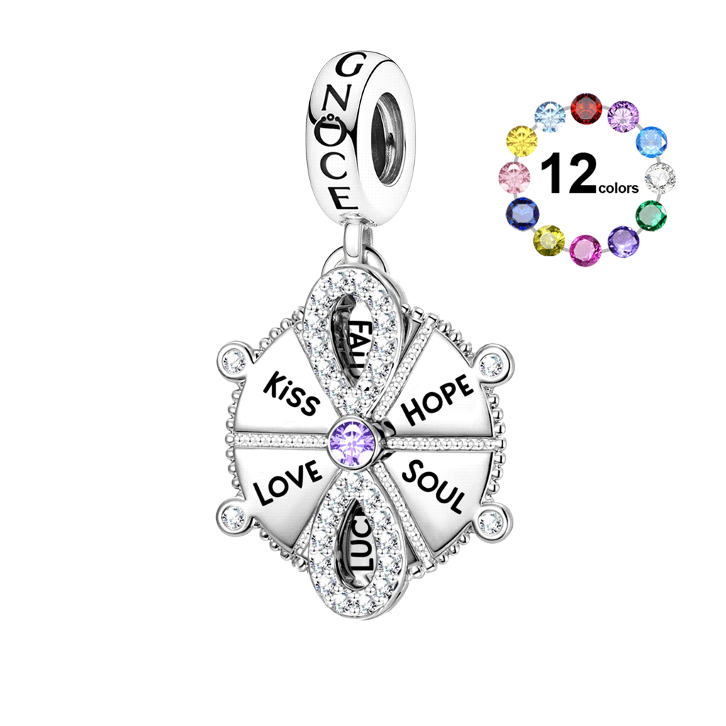 Gnoce Lucky Wheel Birthstone Pendant Dangle Charm_1