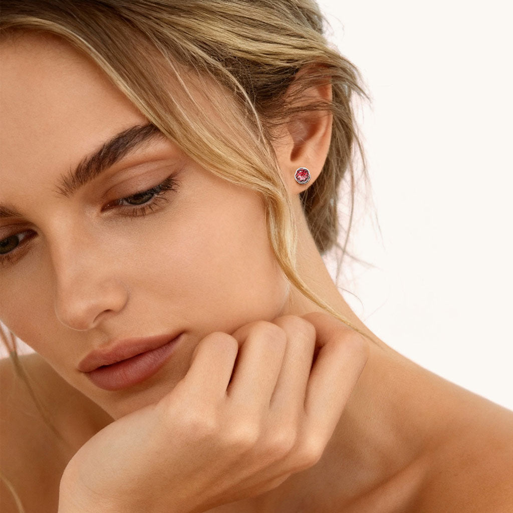 Gnoce Valentine's Day Rose Flower Stud Earrings_3