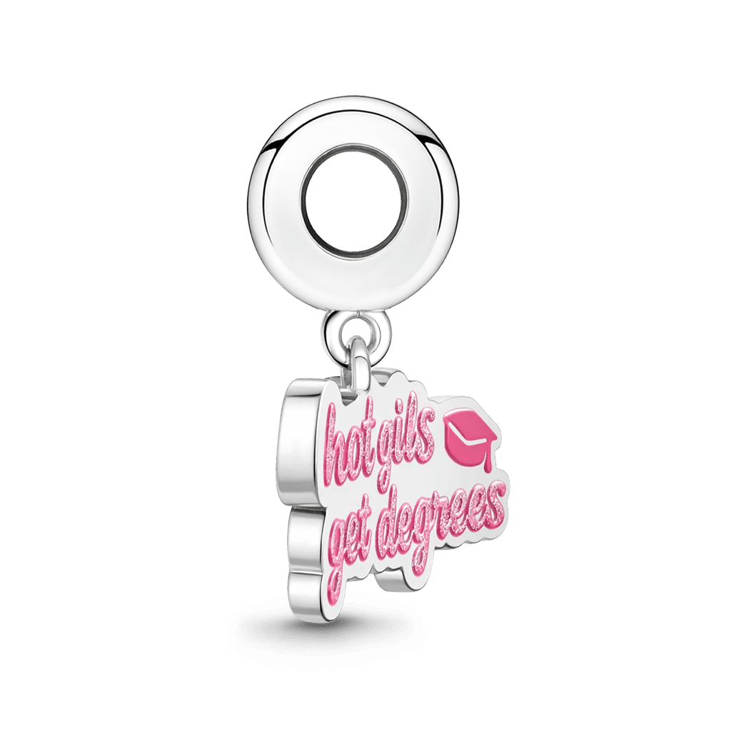 Gnoce Graduation 'hot girls get degrees'  Engravable Pendant Dangle Charm_5