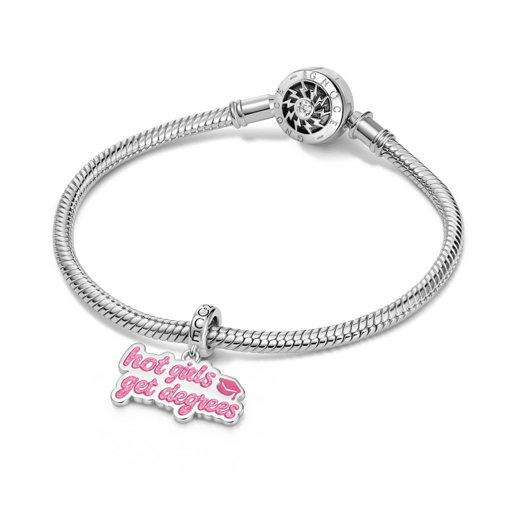 Gnoce Graduation 'hot girls get degrees'  Engravable Pendant Dangle Charm_3