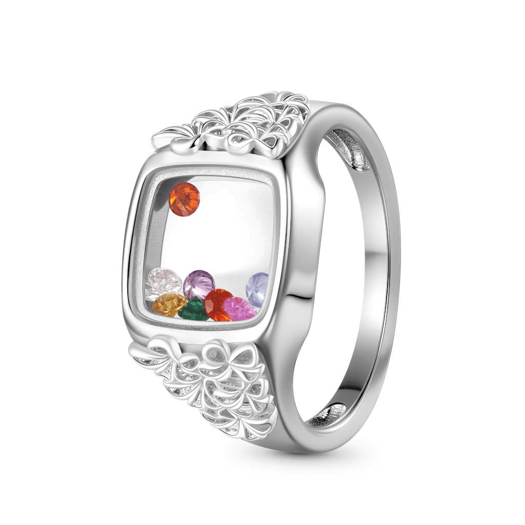 Gnoce Floral Multi-Color Ring Platinum-plated Silver Blend_4