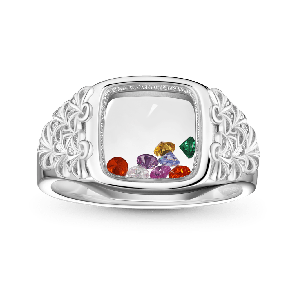 Gnoce Floral Multi-Color Ring Platinum-plated Silver Blend_1