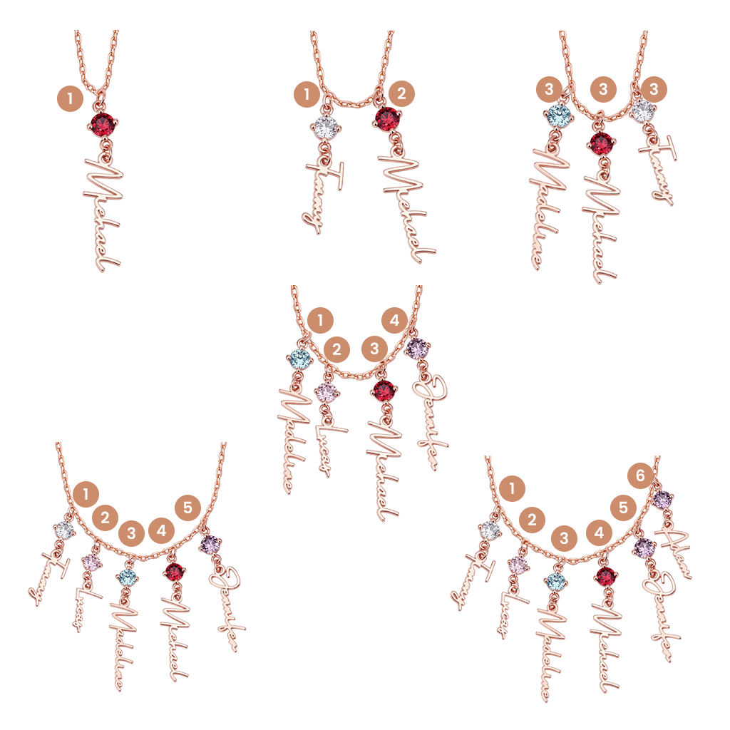 Gnoce Multi-Script Name Birthstone Lariat Necklace_4