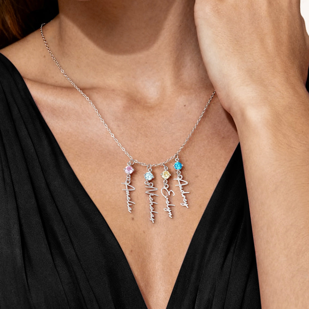Gnoce Multi-Script Name Birthstone Lariat Necklace_2