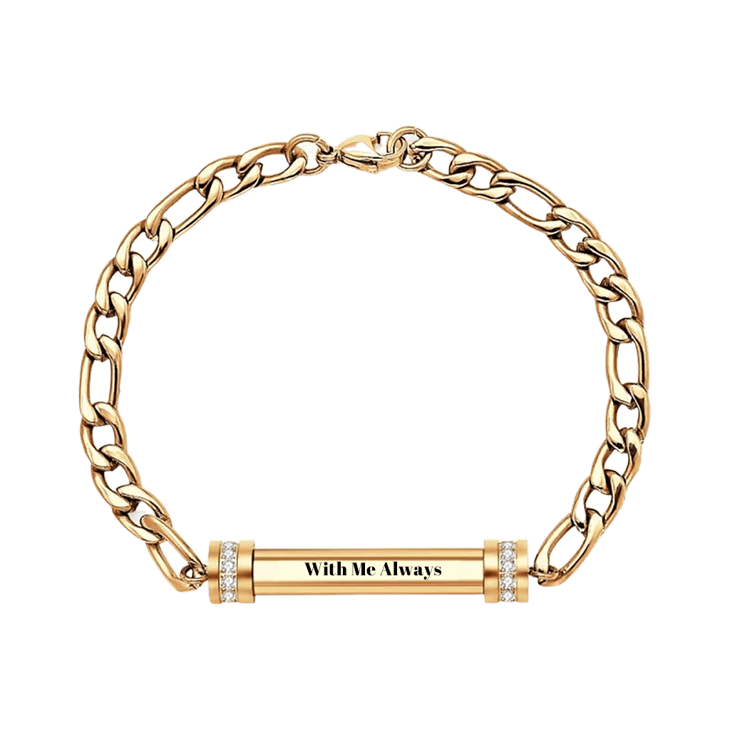 Gnoce Custom Engraved Figaro Chain Bracelet_4