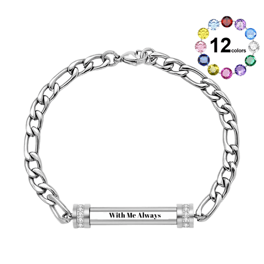 Gnoce Custom Engraved Figaro Chain Bracelet_1