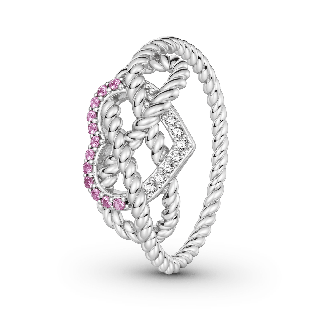Gnoce Pavé Pink CZ Infinity Twisted Ring Platinum-plated Silver Blend_4