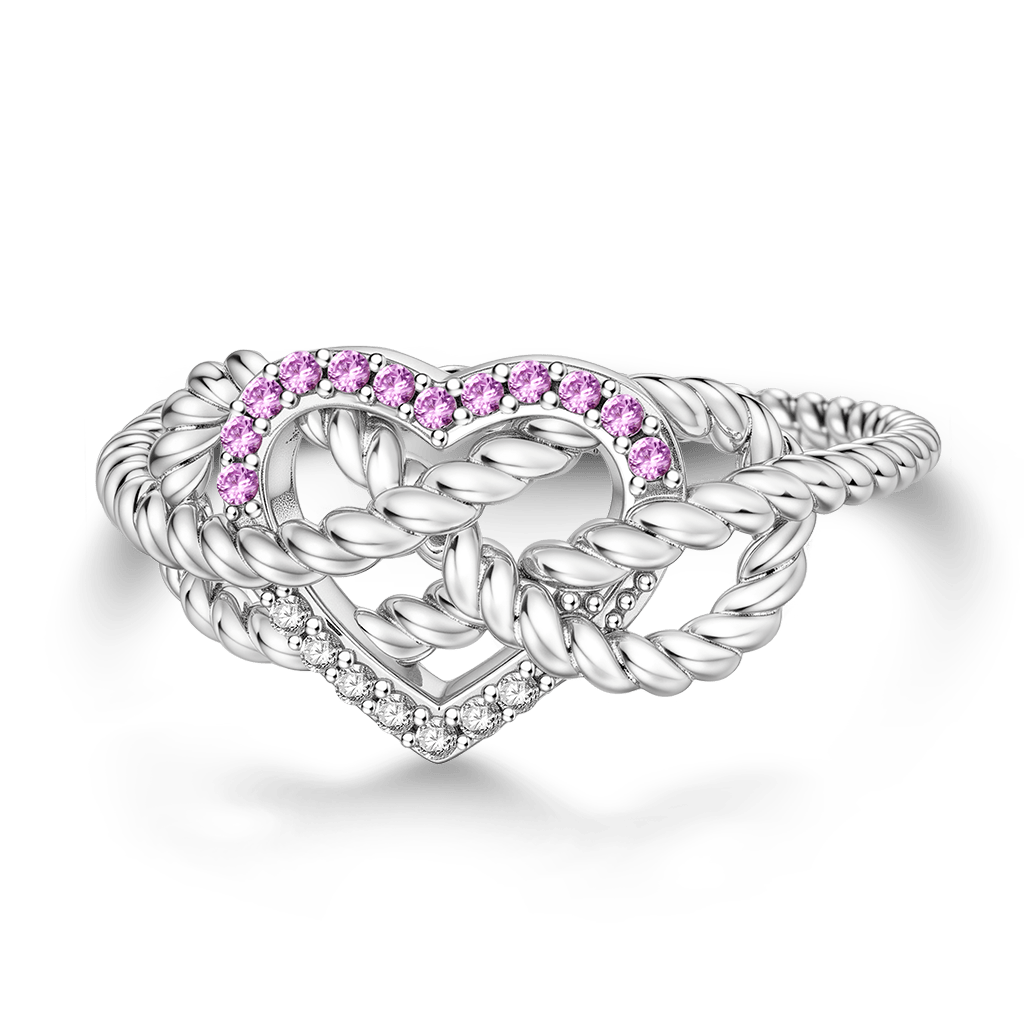Gnoce Pavé Pink CZ Infinity Twisted Ring Platinum-plated Silver Blend_1