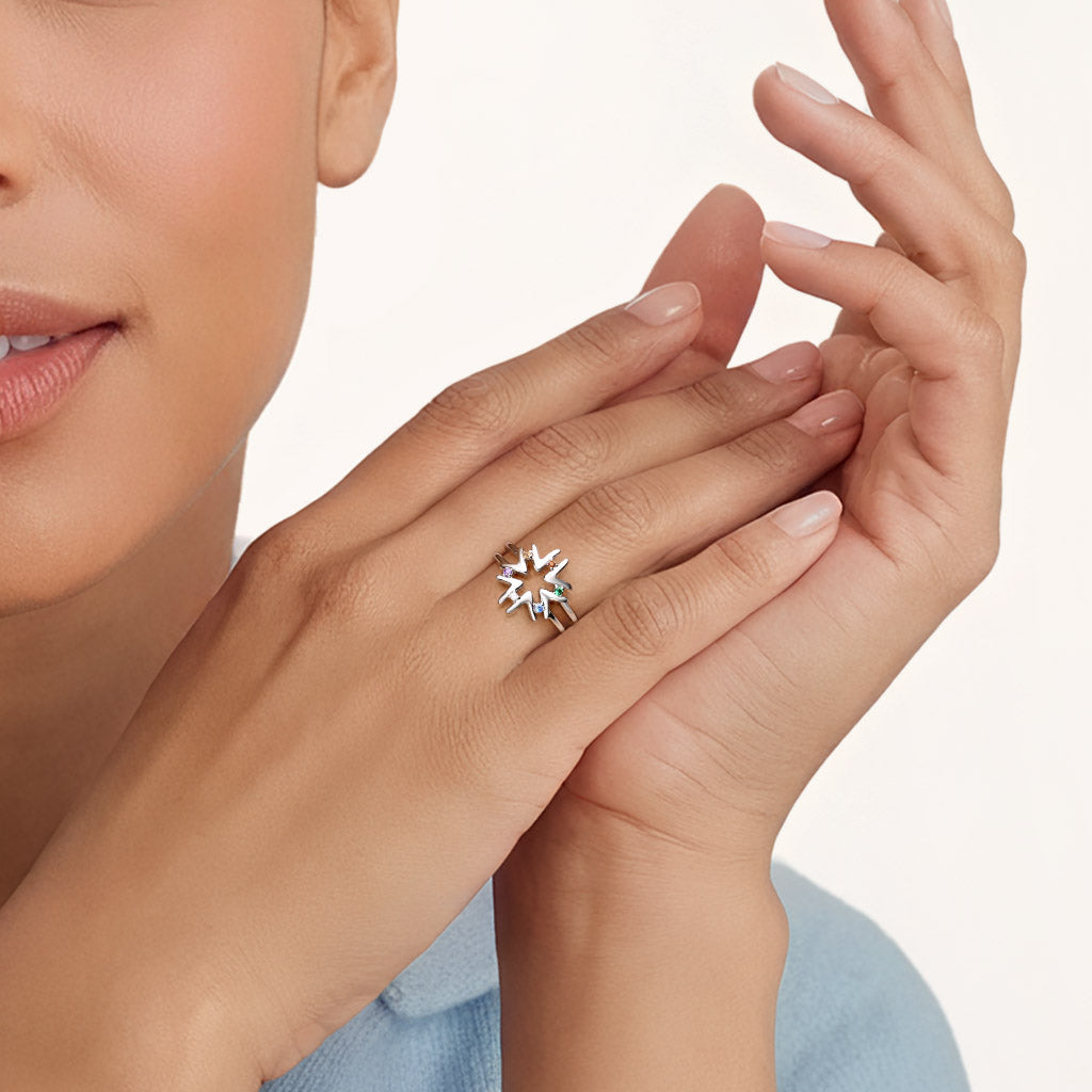 Gnoce Multi-Color CZ Stackable Ring Platinum-plated Silver Blend_2