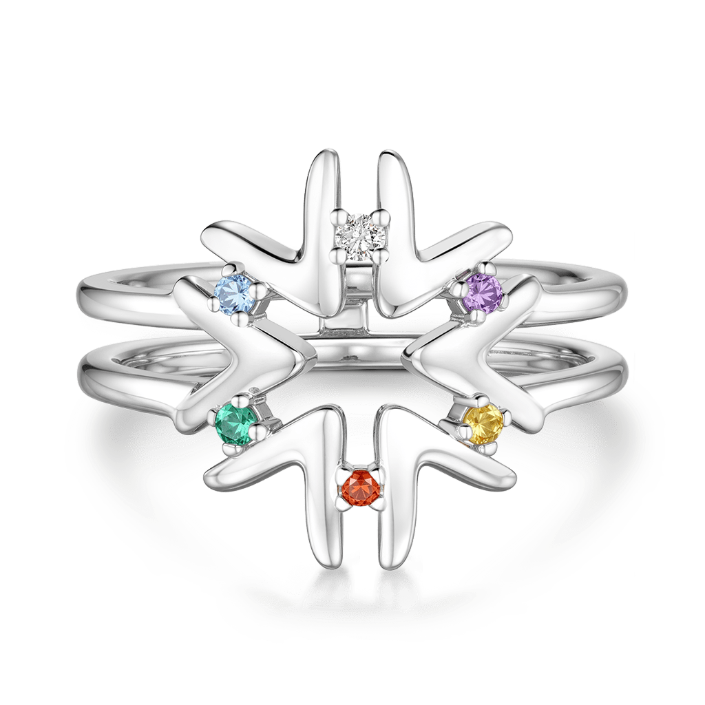 Gnoce Multi-Color CZ Stackable Ring Platinum-plated Silver Blend_1