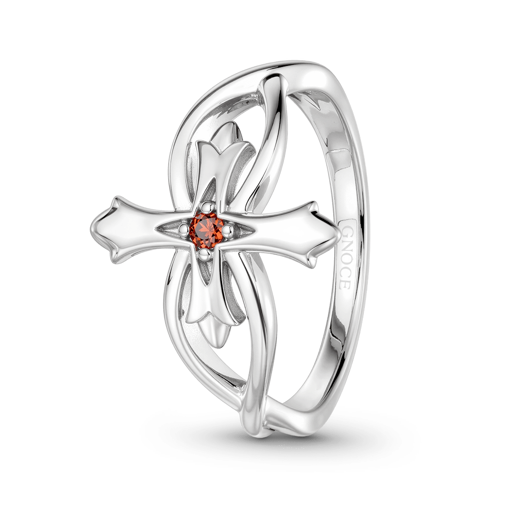 Gnoce Cross with Celtic Knot Ring Platinum-plated Silver Blend_4