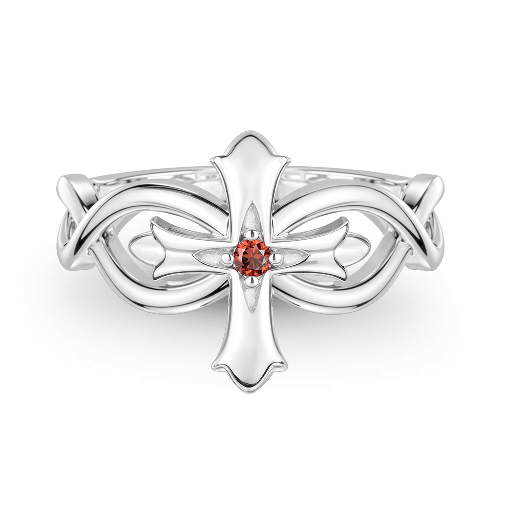 Gnoce Cross with Celtic Knot Ring Platinum-plated Silver Blend_1