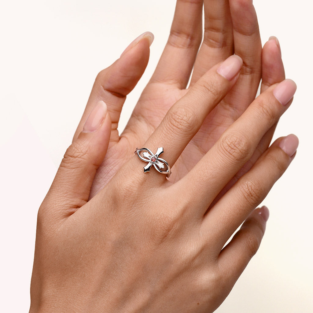 Gnoce Cross with Celtic Knot Ring Platinum-plated Silver Blend_2
