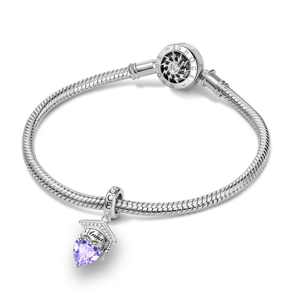 Gnoce Graduation Season Bachelor Cap Customized Birthstone Pendant Dangle Charm_3