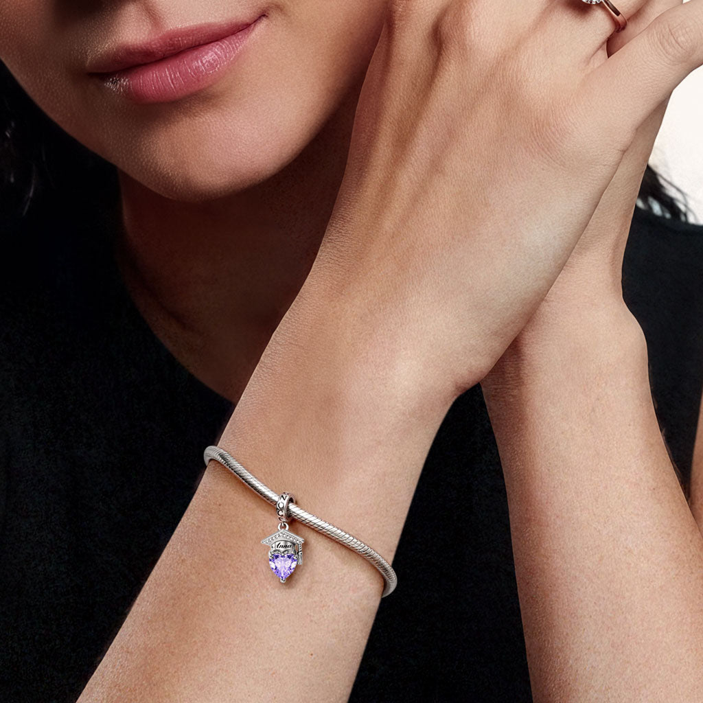 Gnoce Graduation Season Bachelor Cap Customized Birthstone Pendant Dangle Charm_2