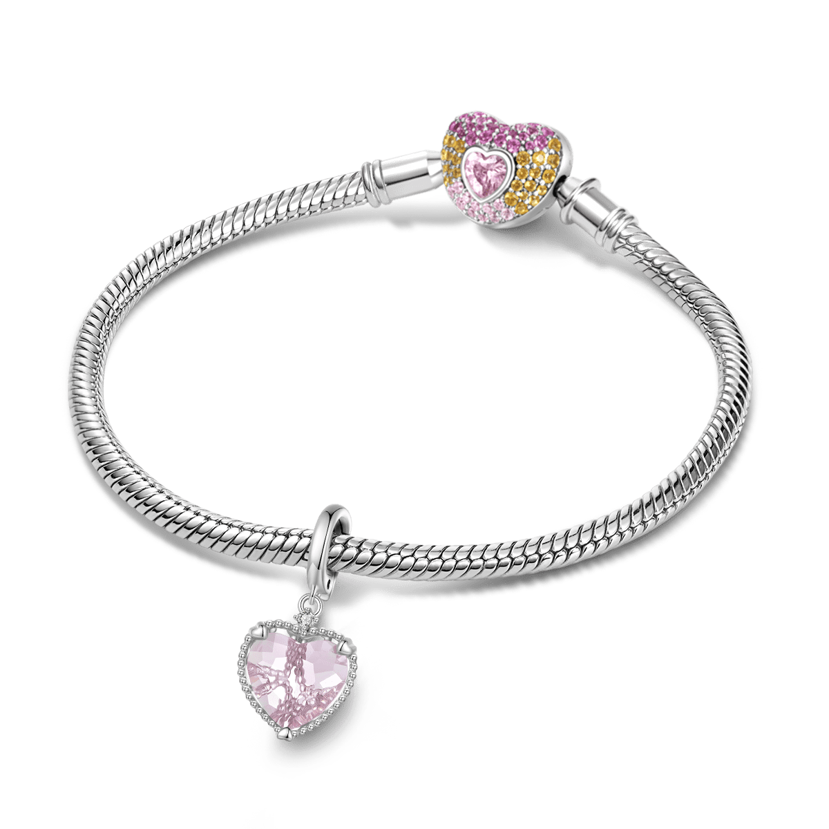 Gnoce Pink Crystal Cluster Heart Pendant Charm_3
