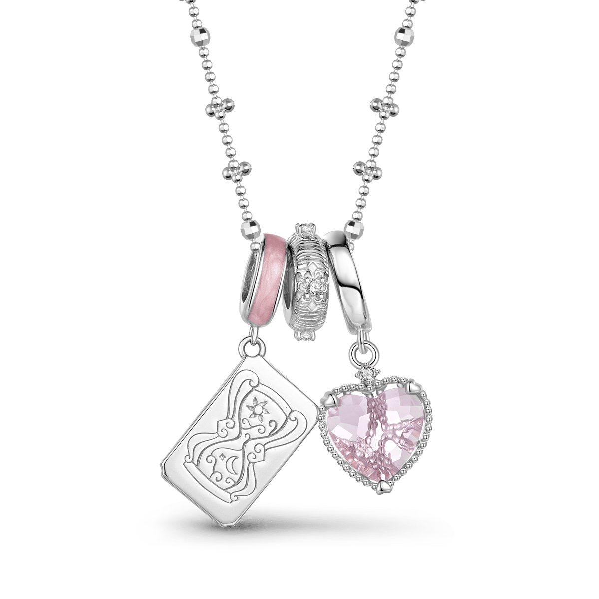 Gnoce Queen Tarot and Heart Charm Pendant Necklace Set_6