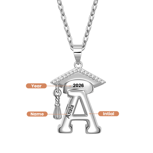 Gnoce Personalized Grad Cap Initial Necklace_1