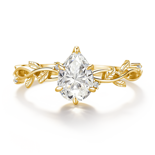 Gnoce Nature-Inspired Leaf & Vine Radiant-cut  Engagement Ring_1
