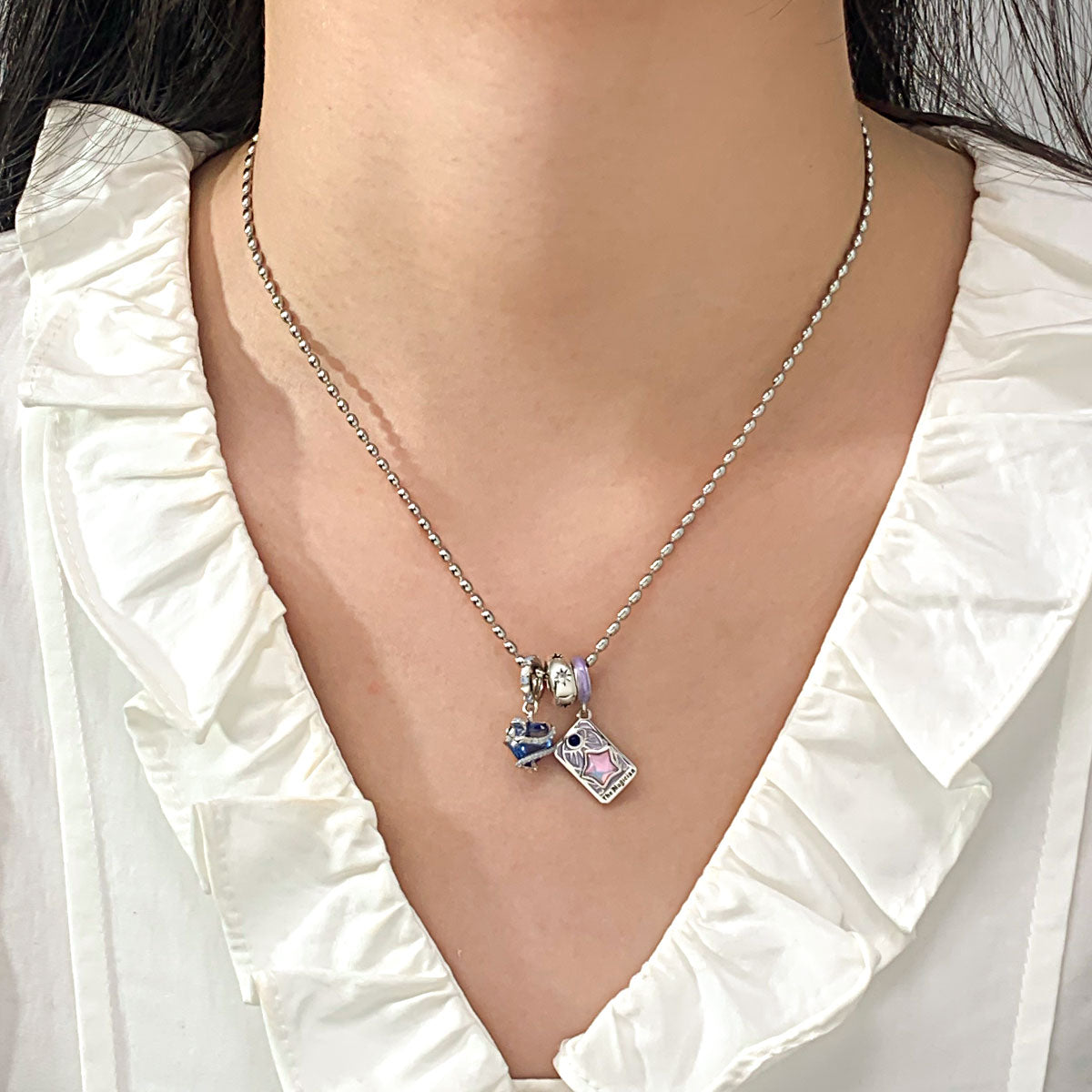 Gnoce Blue Magic Heart and the Magician Tarot Pendant Necklace Set_2