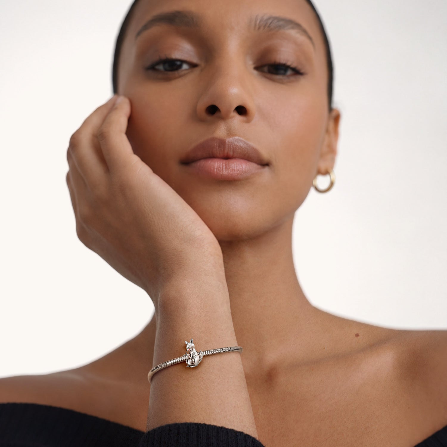 Gnoce Mother's Day Kangaroo Embraces Baby Charm Platinum-plated Silver Blend_4