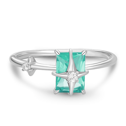 Gnoce Starburst Green Crystal Solitaire Ring_1