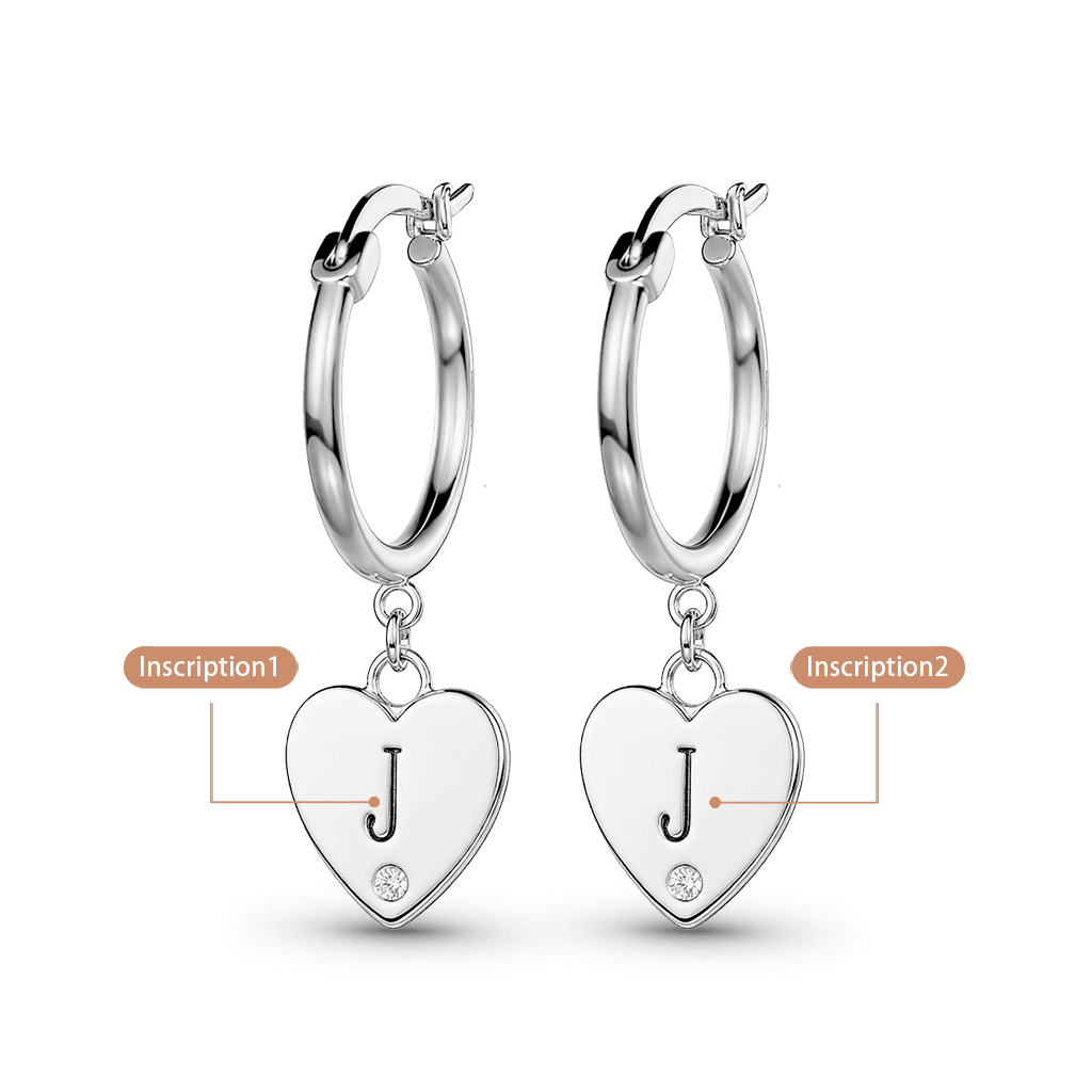 Gnoce Initial Heart Dangle Hoop Earrings with Custom Birthstone_3
