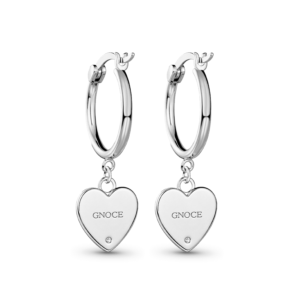 Gnoce Initial Heart Dangle Hoop Earrings with Custom Birthstone_4