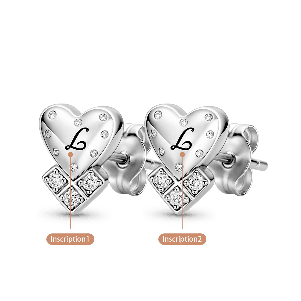 Gnoce Personalized Inscription Double Heart Studs_3