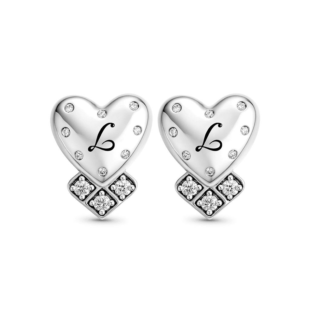 Gnoce Personalized Inscription Double Heart Studs_1