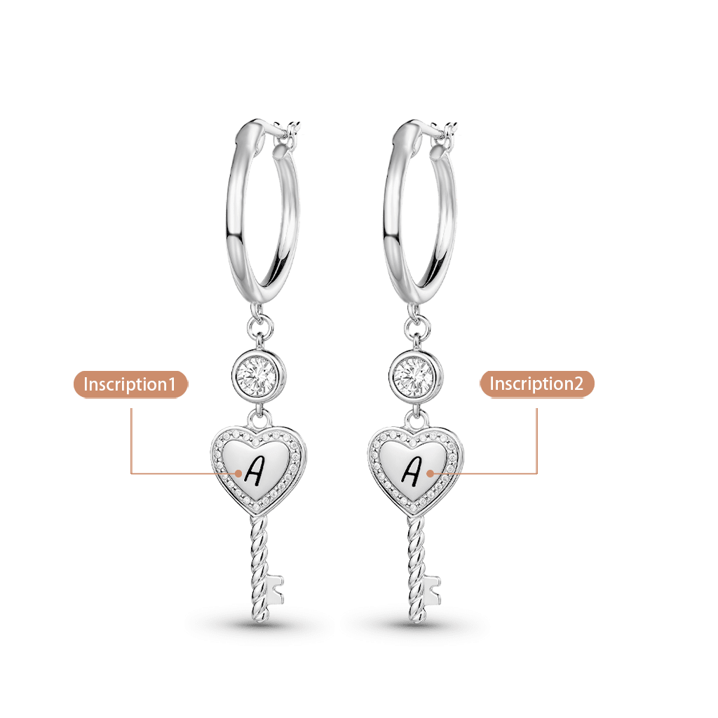 Gnoce Personalized Heart Key Hoop Earrings_3