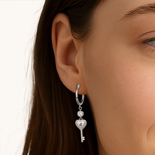 Gnoce Personalized Heart Key Hoop Earrings_2