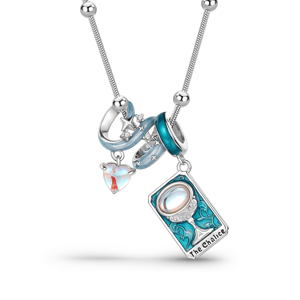 Gnoce Starry Night Heart and the Chalice Tarot Pendant Necklace Set_1