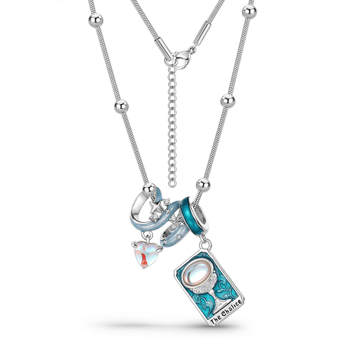 Gnoce Starry Night Heart and the Chalice Tarot Pendant Necklace Set_5