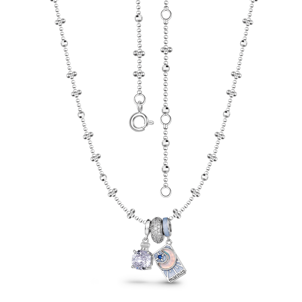 Gnoce Purple Perfume Bottle and High Priestess Tarot Pendant Necklace Set_5