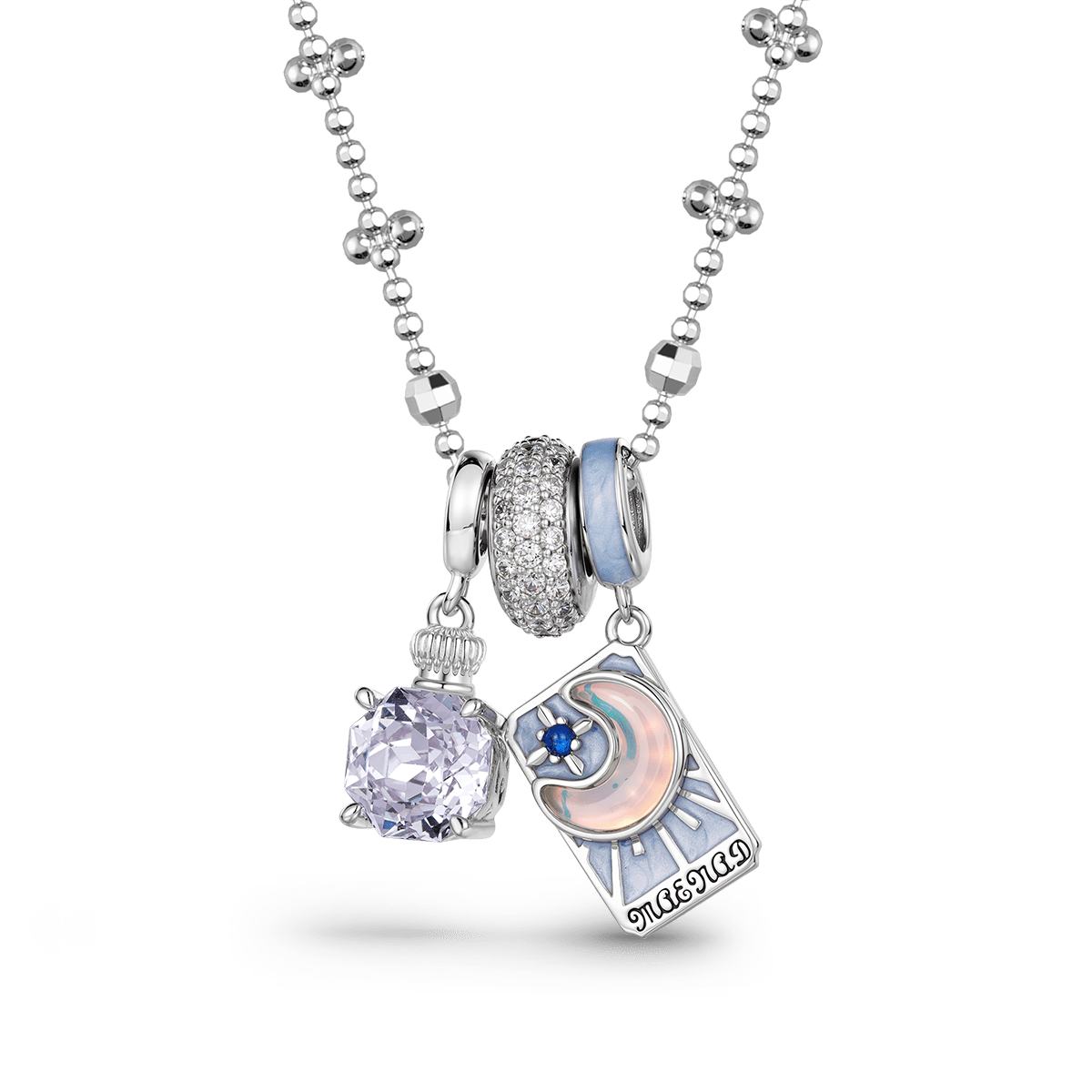 Gnoce Purple Perfume Bottle and High Priestess Tarot Pendant Necklace Set_1