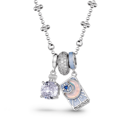 Gnoce Purple Perfume Bottle and High Priestess Tarot Pendant Necklace Set_1