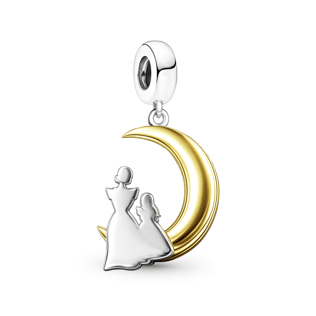 Gnoce Mother & Daughter Moon Pendant Dangle Charm Platinum-plated Silver Blend_5