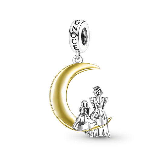 Gnoce Mother & Daughter Moon Pendant Dangle Charm_1