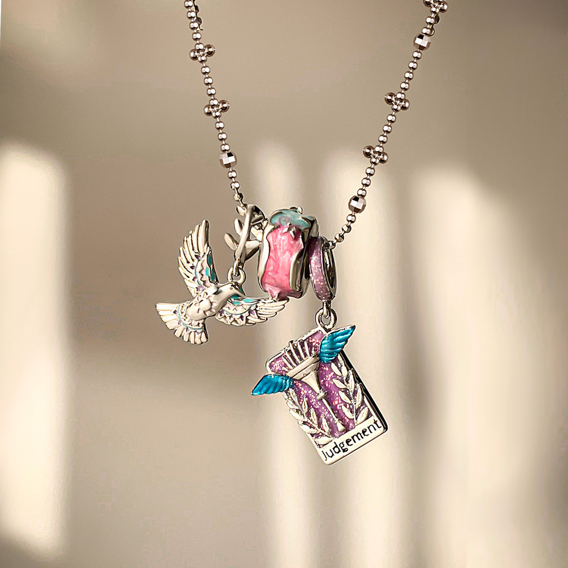 Gnoce Peace Dove and Judgement Tarot Pendant Necklace Set_3