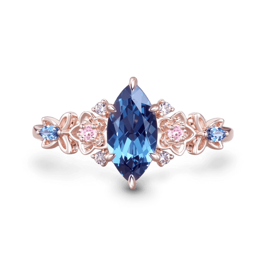 Gnoce Nature Inspired Marquise Cut Floral Butterfly Ring_1