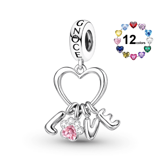 Gnoce Love Pet Paw Birthstone Pendant Dangle Charm_1