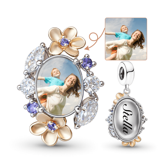 Gnoce Mother's Day Flower Personalized Photo Pendant Dangle Charm_1
