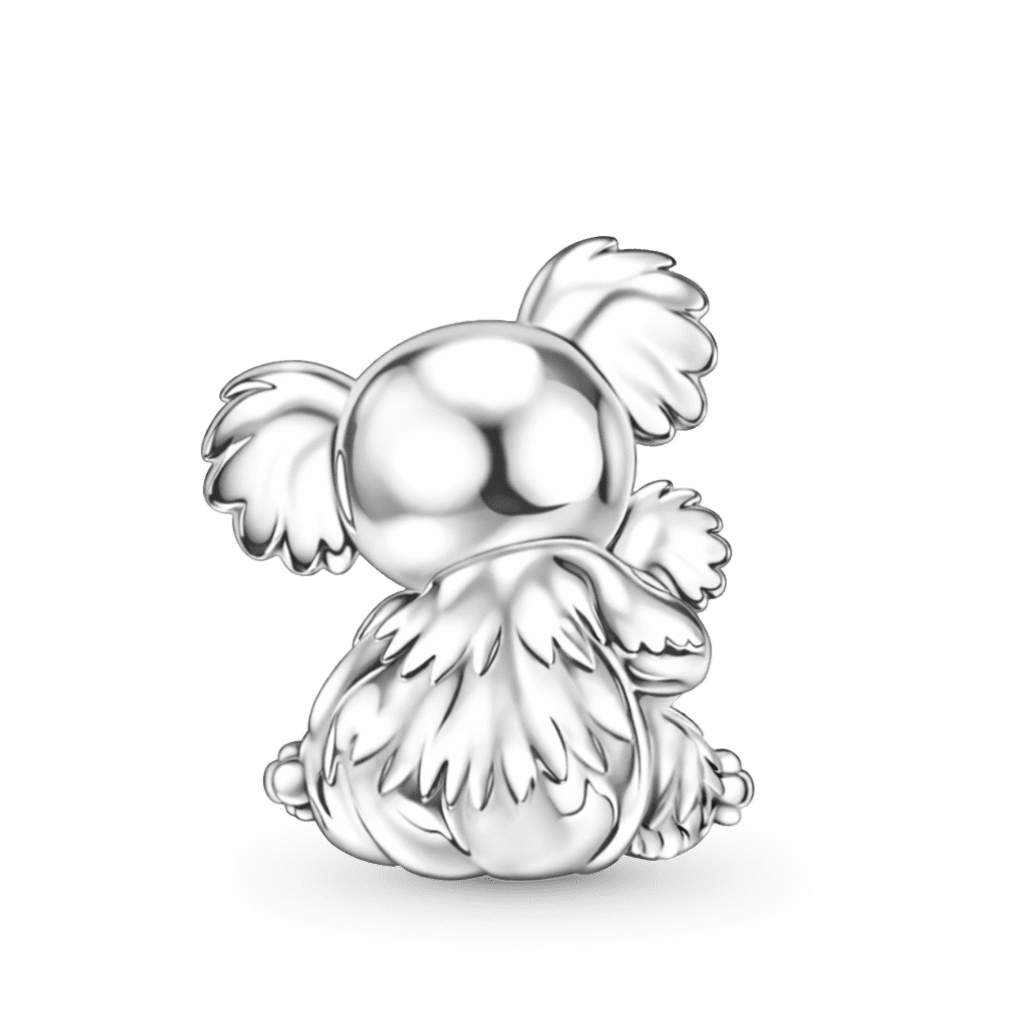 Gnoce Koala Embraces Baby Personalized Heart Birthstone Charm Platinum-plated Silver Blend_5