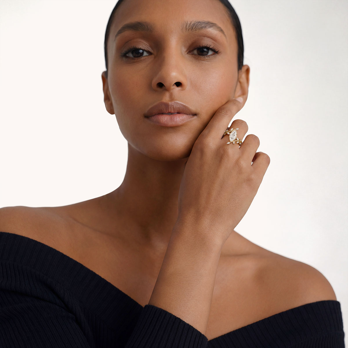 Gnoce Nature-Inspired Vine Marquise-Cut Engagement Ring_3