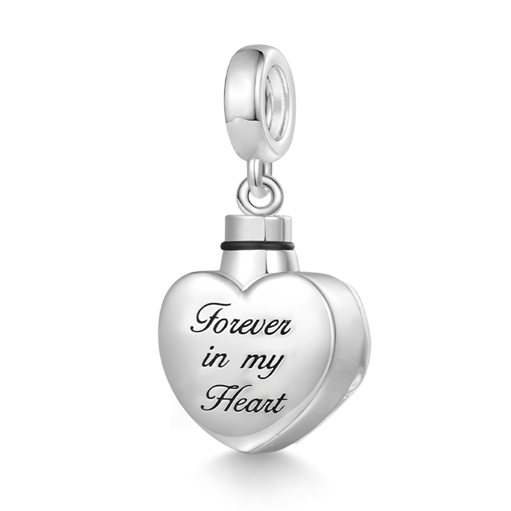 Gnoce Engravable Wings Heart Urn Ashes Charm Platinum-plated Silver Blend_4