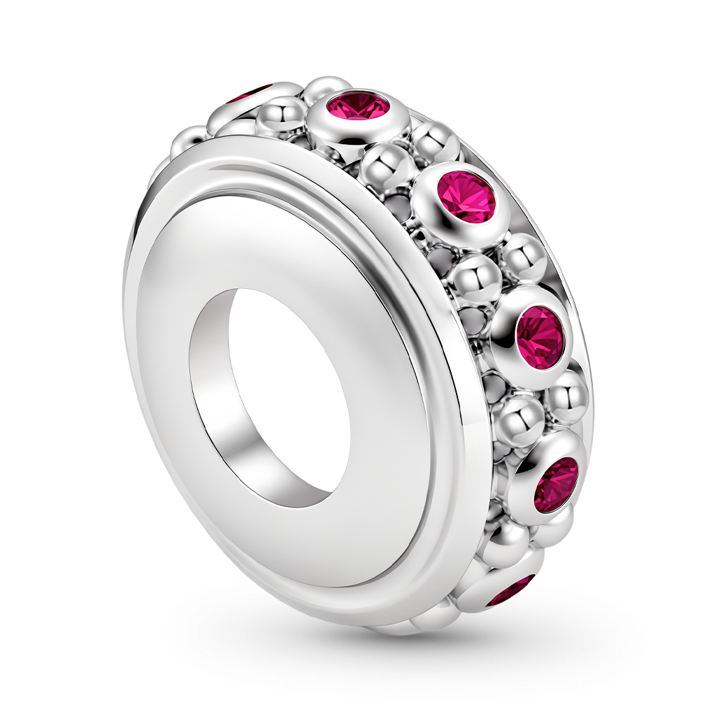 Gnoce "Celebrate your life" 925 Sterling Silver Rose Stone Stopper Fit for Pandora Bracelet_2