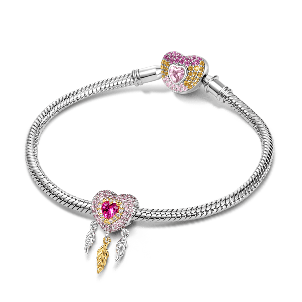 Gnoce Engravable Heart Charm Platinum-plated Silver Blend_3